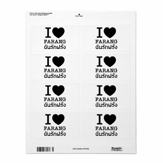 I Black Heart (Love) Farang Etiket (Full Sheet)