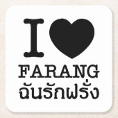 I Black Heart (Love) Farang Kartonnen Onderzetters (Voorkant)