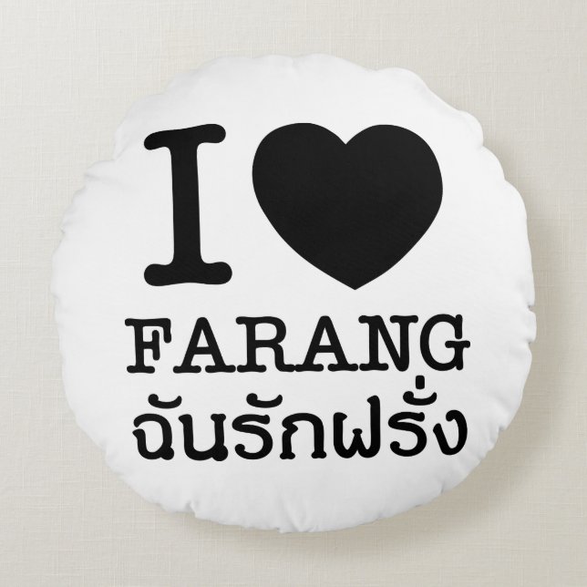 I Black Heart (Love) Farang Rond Kussen (Voorkant)