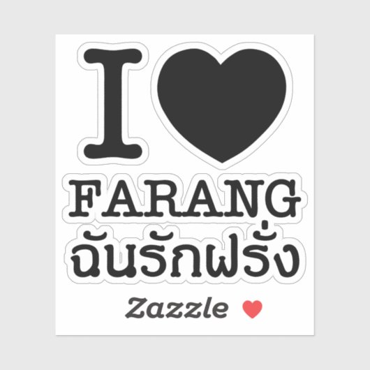 I Black Heart (Love) Farang Sticker (Vel)