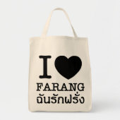 I Black Heart (Love) Farang Tote Bag (Voorkant)