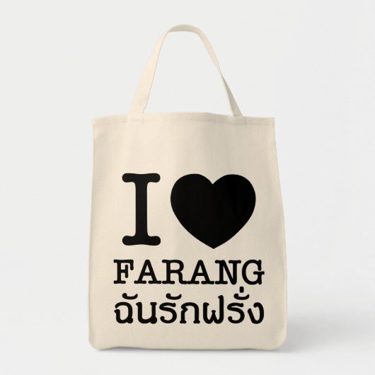 I Black Heart (Love) Farang Tote Bag (Voorkant)