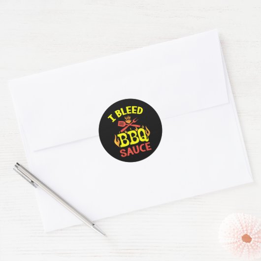 I Bleed BBQ Sauce - Grappig BBQ Master Grilling Ronde Sticker (Envelop)