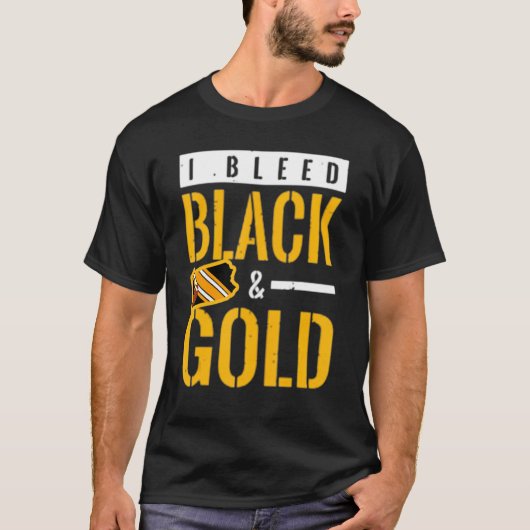 I Bleed Black and Gold Game Day Group School Footb T-shirt (Voorkant)