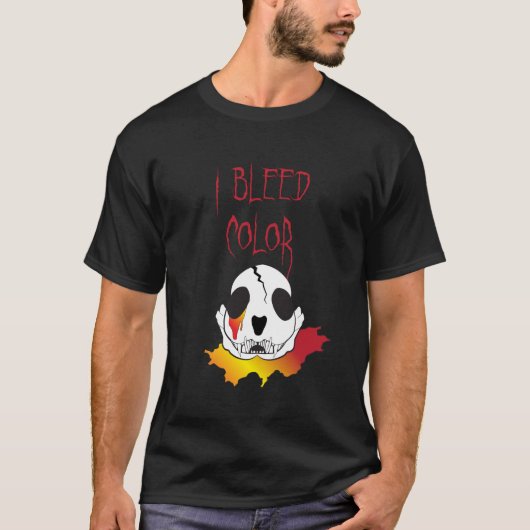 I Bleed Color Skull Design T-shirt (Voorkant)