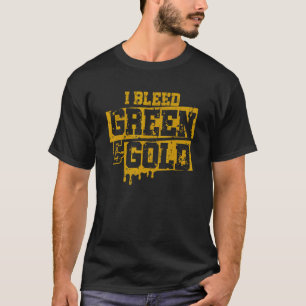 I Bleed Green and Gold Game Day Group School Footb T-shirt