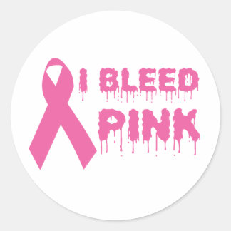 I Bleed Pink - Breast Cancer Awareness Ribbon Ronde Sticker