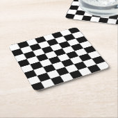 I Bleed Racing Check Black White, aangepast Kartonnen Onderzetters (Schuin)