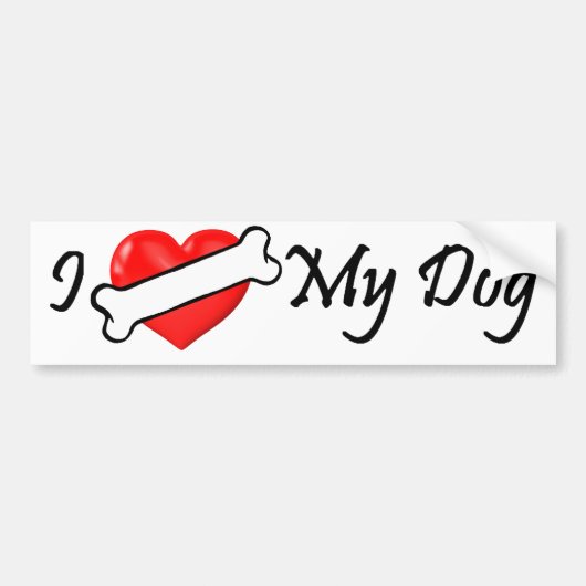 I (bot) hart mijn hond bumper sticker (Voorkant)