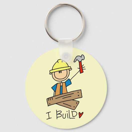 I Bouw Stick Figuur Carpenter Tshirts Sleutelhanger (Voorkant)