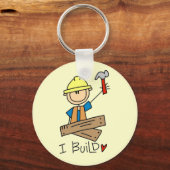 I Bouw Stick Figuur Carpenter Tshirts Sleutelhanger (Voorkant)