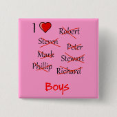 "I & Boys" Vierkante Button 5,1 Cm (Voorkant)