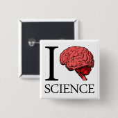 I Brain Science (I Know science) (I Love Science) Vierkante Button 5,1 Cm (Voorkant /achterkant)