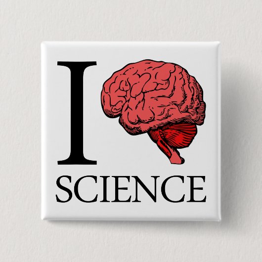 I Brain Science (I Know science) (I Love Science) Vierkante Button 5,1 Cm (Voorkant)