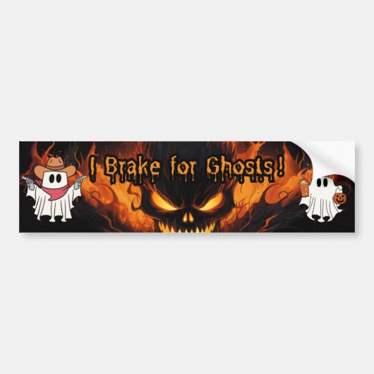 I Brake for Ghosts: een grappige Halloween Bumpersticker (Voorkant)