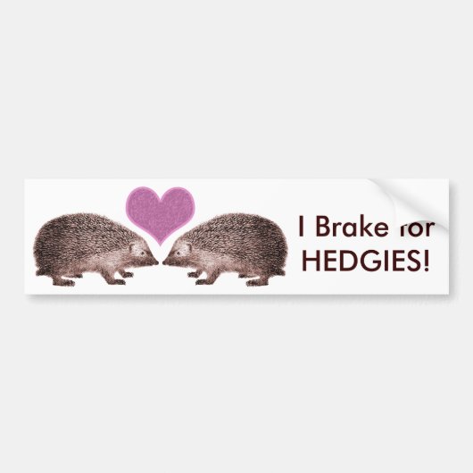 I Brake for Hedgies! Hedgehogs Bumpersticker opsla (Voorkant)