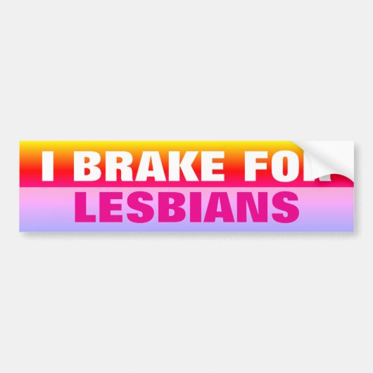 I BRAKE FOR LESBIANS BUMPERSTICKER (Voorkant)