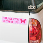 I Brake voor Vlinders Roze Bumpersticker (Op Truck)