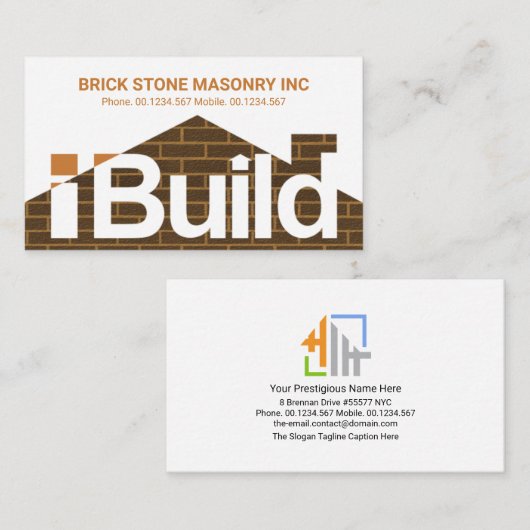 I Brickwork Home Handyman Contractor Visitekaartje (Voorkant / Achterkant)