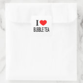 I ❤️ BUBBLE TEA I LIEFT VAN BUBBLE TEA I HEART BUB VIERKANTE STICKER (Tas)