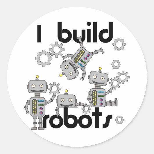 I Build Robots Ronde Sticker (Voorkant)