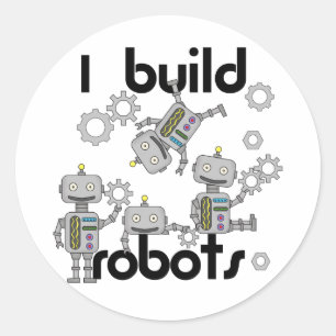 I Build Robots Ronde Sticker