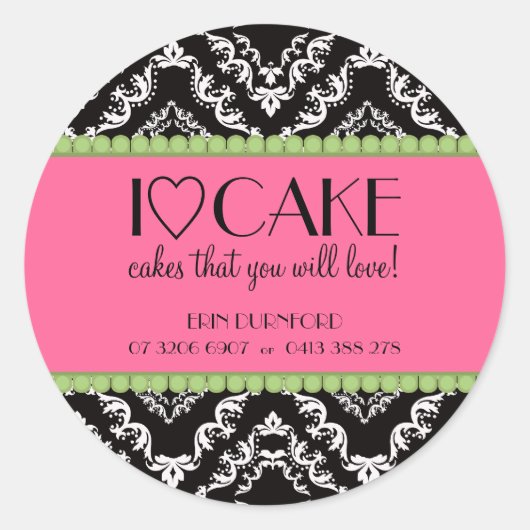 I ♥ Cake zakelijke Stickers (Voorkant)