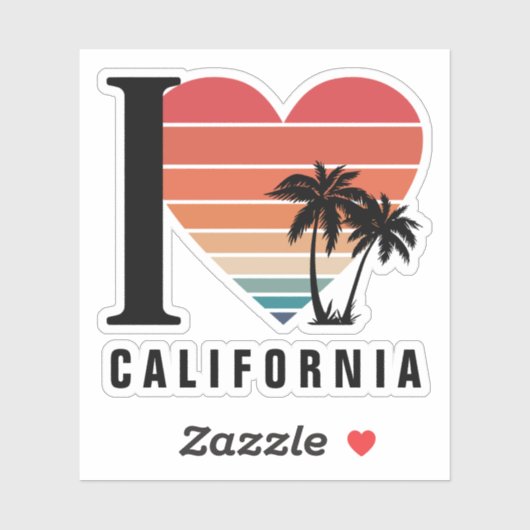 I ♥ Californië Retro Sticker (Vel)