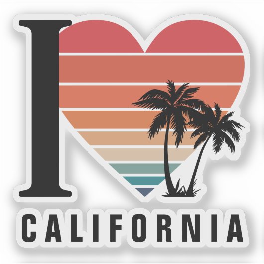 I ♥ Californië Retro Sticker (Voorkant)