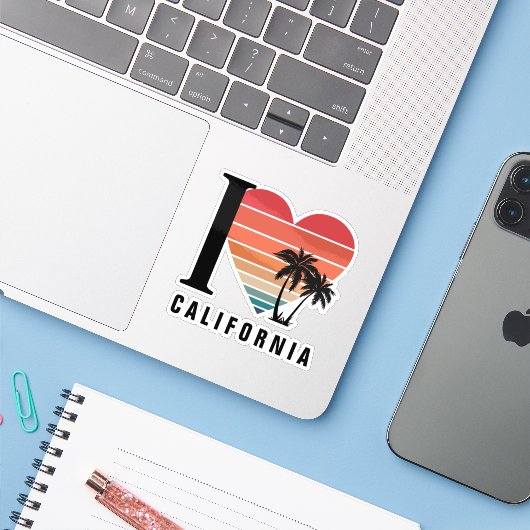 I ♥ Californië Retro Sticker (Laptop met iPhone)