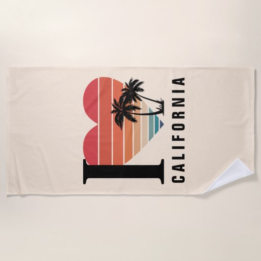 I ♥ Californië Retro Strandlaken (Voorkant)