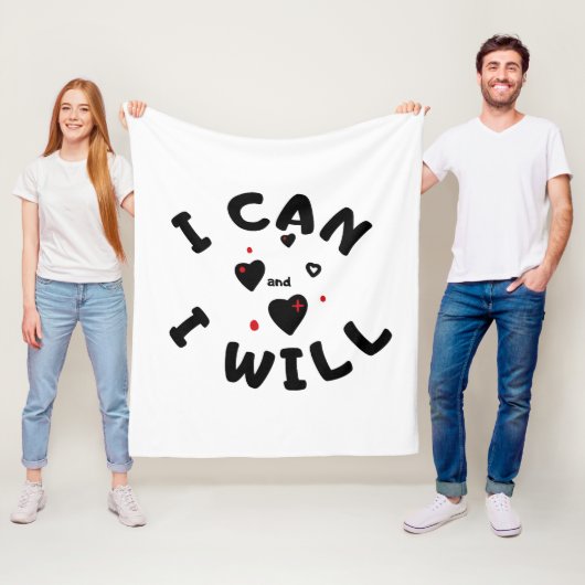 "I CAN" Cool Motivatie Fleece Blanket (In situ)