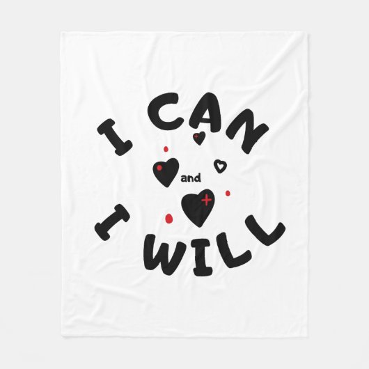 "I CAN" Cool Motivatie Fleece Blanket (Voorkant)