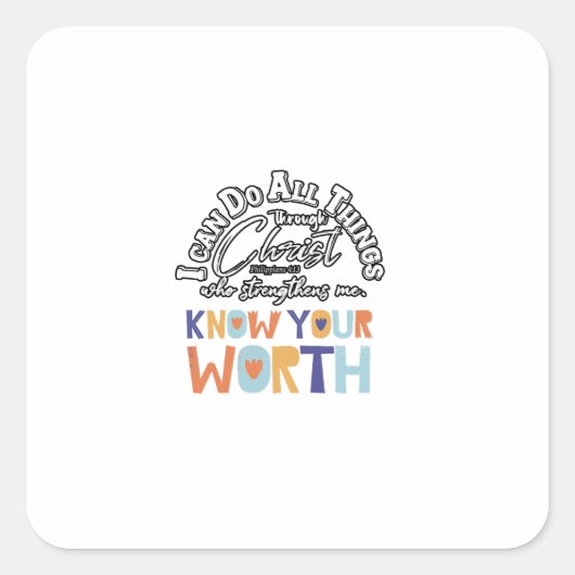 i can do all things amazing design vierkante sticker (Voorkant)