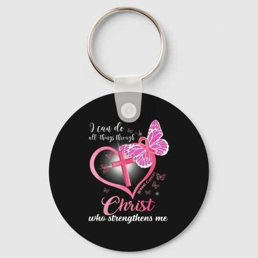 I Can Do All Things Christ Who Strengthens Breast  Sleutelhanger (Voorkant)