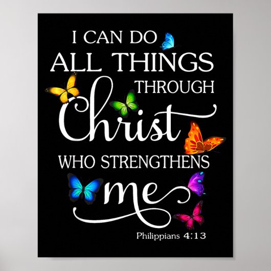 I Can Do All Things Through Christ Butterfly Art - Poster (Voorkant)