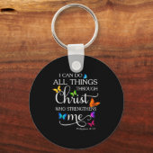 I Can Do All Things Through Christ Butterfly Art - Sleutelhanger (Voorkant)