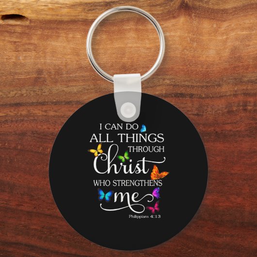 I Can Do All Things Through Christ Butterfly Art - Sleutelhanger (Voorkant)