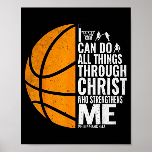 I Can Do All Things Through Christ Christian Baske Poster (Voorkant)