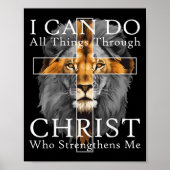 I Can Do All Things Through Christ Christian Lion Poster (Voorkant)