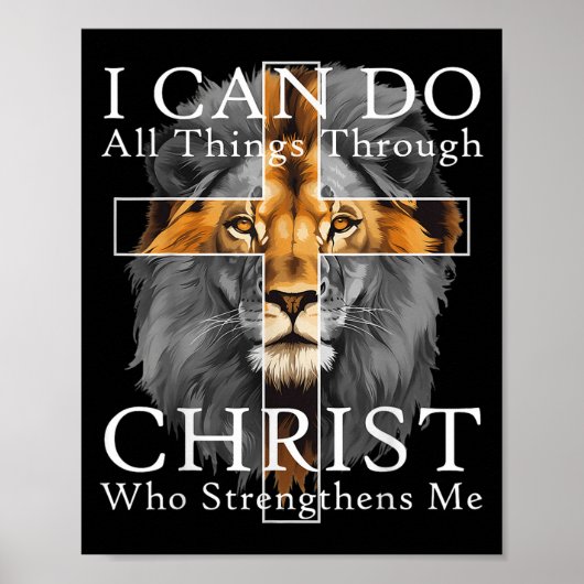 I Can Do All Things Through Christ Christian Lion  Poster (Voorkant)