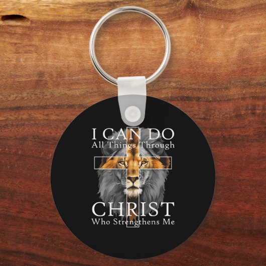 I Can Do All Things Through Christ Christian Lion  Sleutelhanger (Voorkant)