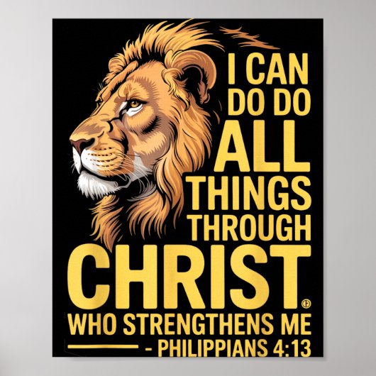 I Can Do All Things Through Christ, Cross Lino Chr Poster (Voorkant)