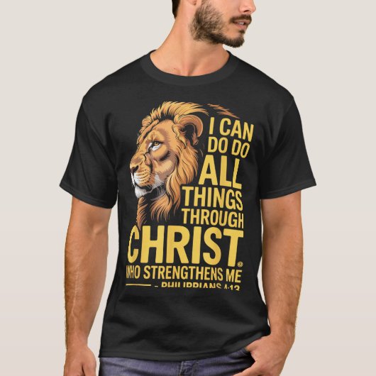 I Can Do All Things Through Christ, Cross Lino Chr T-shirt (Voorkant)