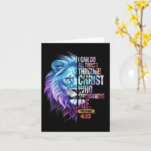 I Can Do All Things Through Christ Lion Faith Chri Kaart (Gele Bloem)