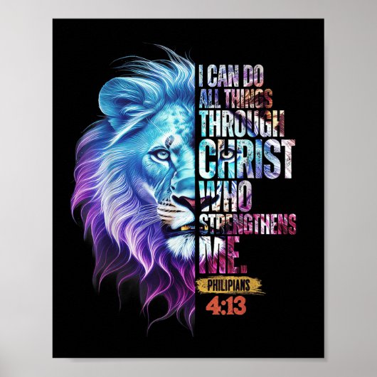 I Can Do All Things Through Christ Lion Faith Chri Poster (Voorkant)