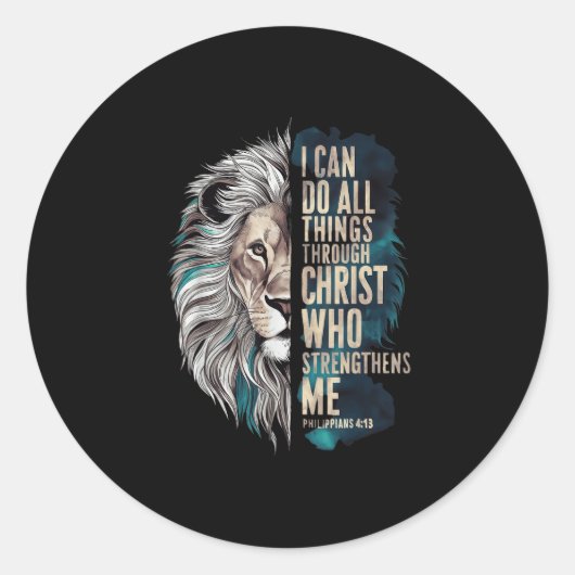 I Can Do All Things Through Christ Ronde Sticker (Voorkant)