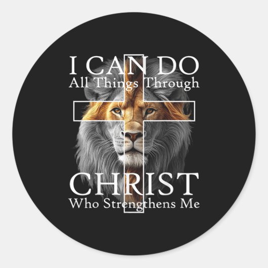 I Can Do All Things Through Christ Who Strengthens Ronde Sticker (Voorkant)