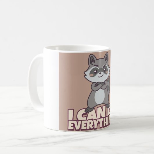 I Can Do Everything! Confident Raccoon Gift Koffiemok (Voorkant links)
