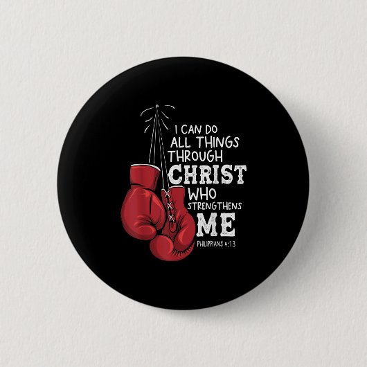 I Can Do Things Christian Boxing Quote Philipans 4 Ronde Button 5,7 Cm (Voorkant)